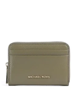 Jet Set Geldbörse genarbtes Leder olivgrün