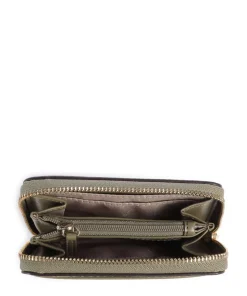 Jet Set Geldbörse genarbtes Leder olivgrün