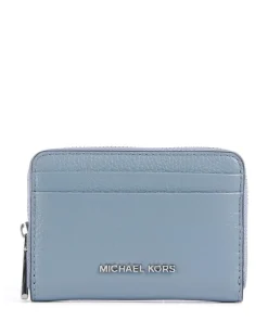 Jet Set Geldbörse genarbtes Leder blaugrau