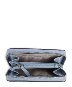 Jet Set Geldbörse genarbtes Leder blaugrau