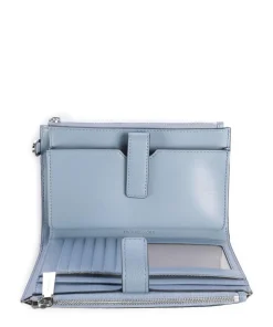 Jet Set Geldbörse genarbtes Rindsleder blaugrau