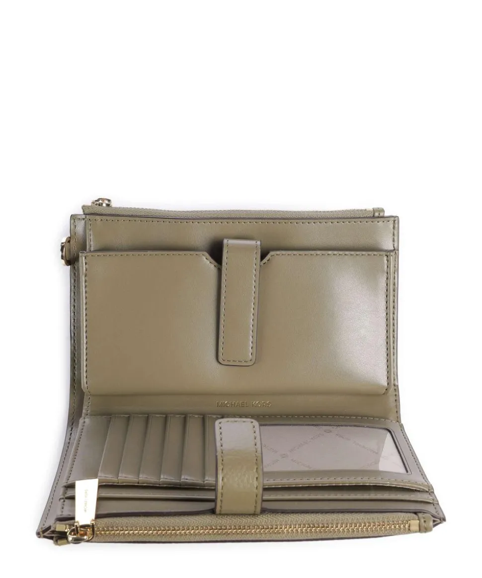 Jet Set Geldbörse genarbtes Rindsleder olivgrün