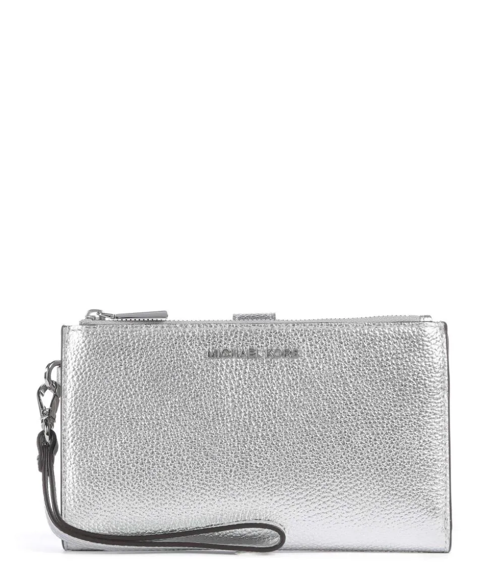 Jet Set Geldbörse genarbtes Rindsleder silber