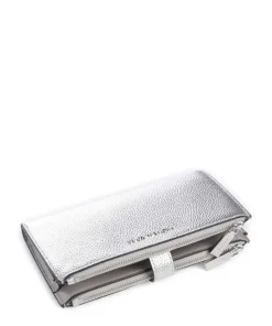 Jet Set Geldbörse genarbtes Rindsleder silber