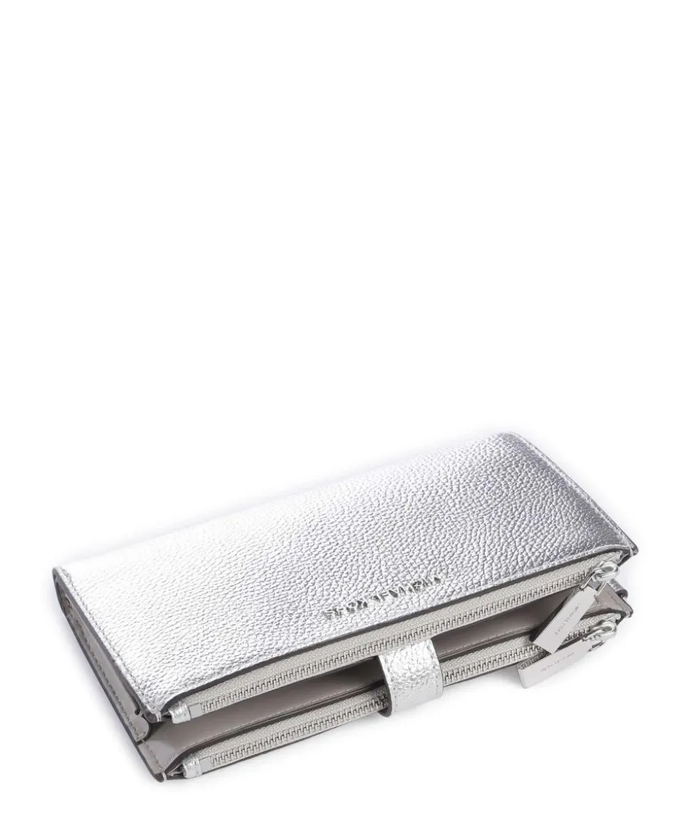 Jet Set Geldbörse genarbtes Rindsleder silber