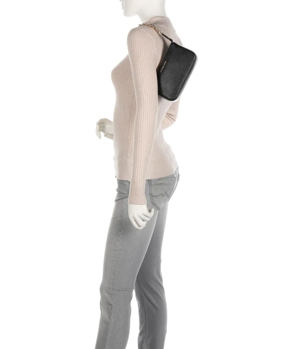 Jet Set Schultertasche genarbtes Rindsleder schwarz