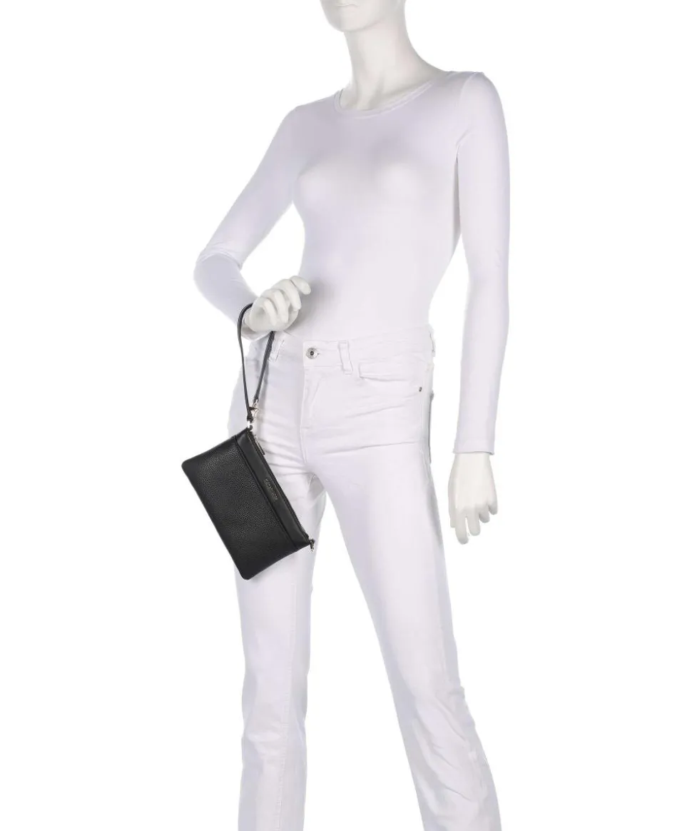 Jet Set Schultertasche genarbtes Rindsleder schwarz