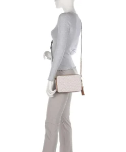 Jet Set Umhängetasche Lederimitat, Canvas elfenbein