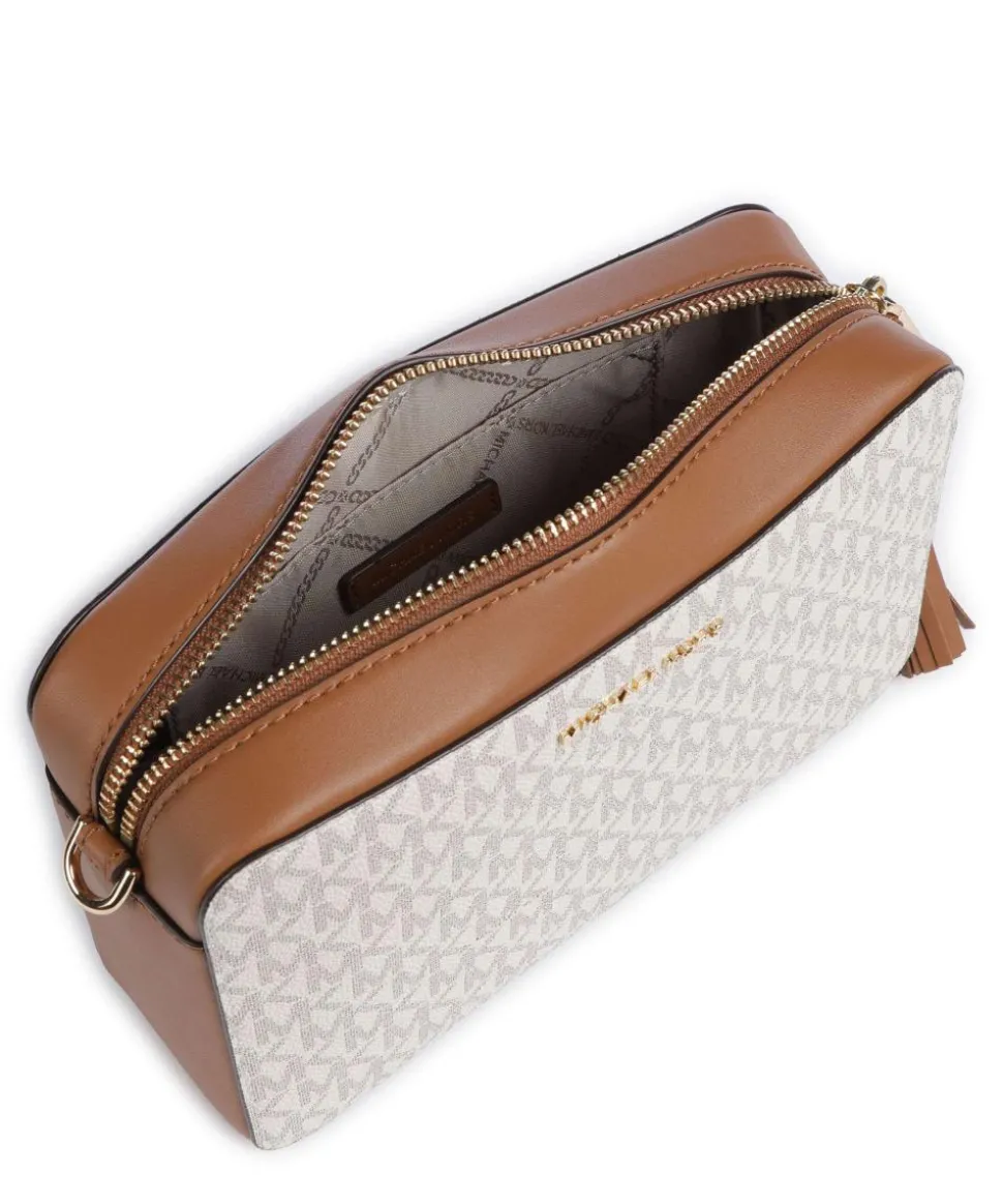 Jet Set Umhängetasche Lederimitat, Canvas elfenbein