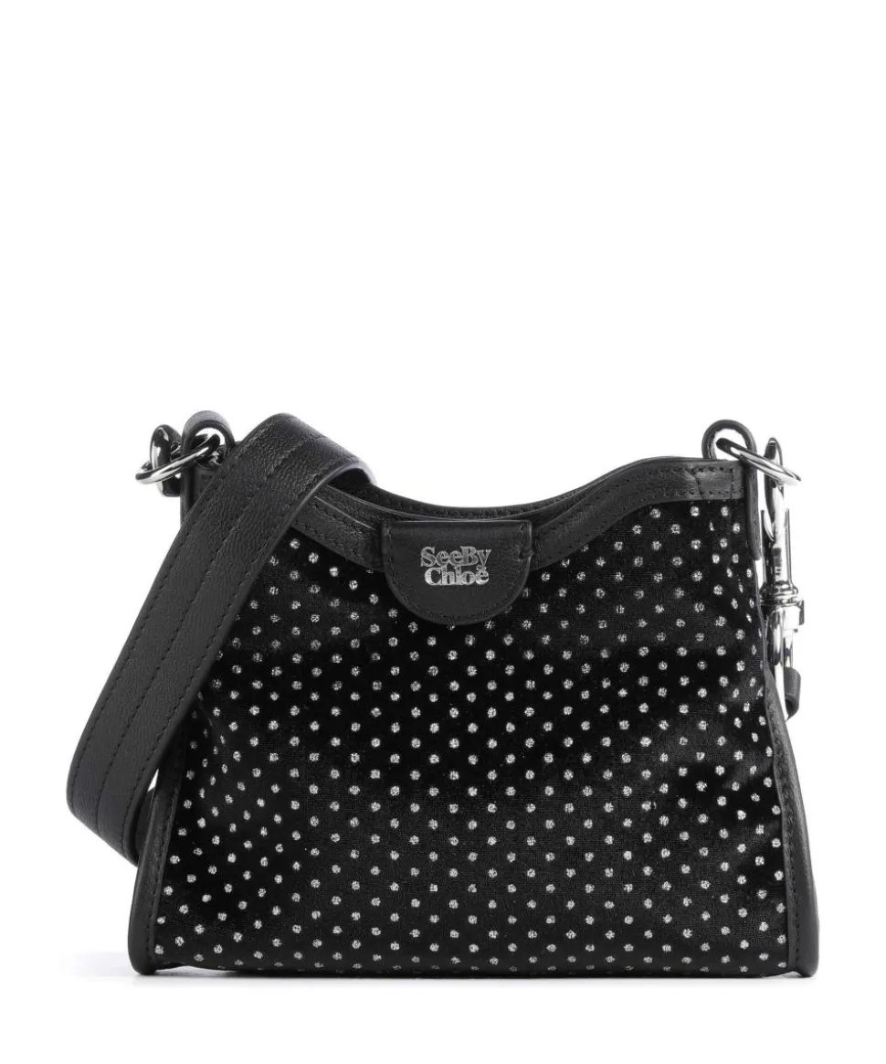 Joan Umhängetasche Lederimitat, Polyester, fein genarbtes Rindsleder schwarz