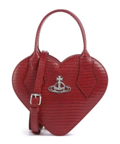 Josephine Heart Embossed Croc Mini Handtasche geprägtes Kalbsleder dunkelrot