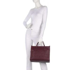 Jour M Handtasche genarbtes Rindsleder brombeer