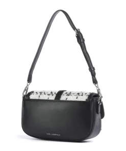 K/Autograph Boucle Schultertasche fein genarbtes Rindsleder, Polyamide schwarz/weiß