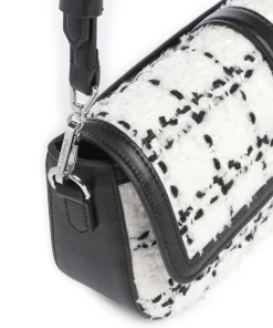 K/Autograph Boucle Schultertasche fein genarbtes Rindsleder, Polyamide schwarz/weiß