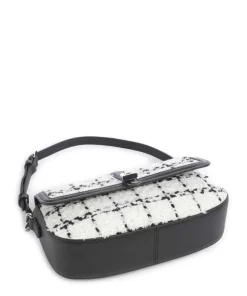 K/Autograph Boucle Schultertasche fein genarbtes Rindsleder, Polyamide schwarz/weiß