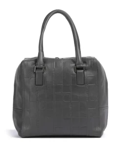 Kayla Monogram Sheep Natural M Handtasche geprägtes Rindsleder dunkelgrau