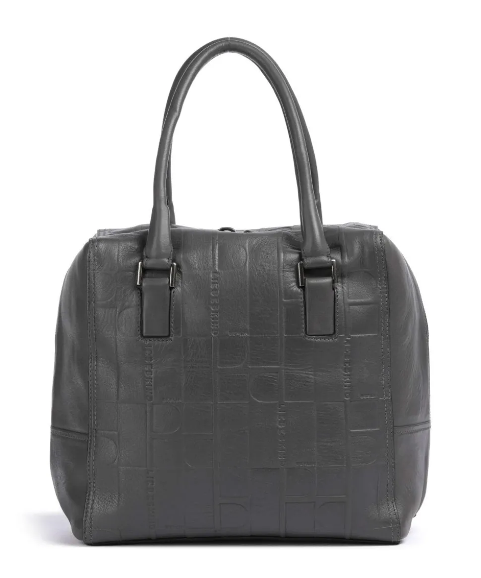 Kayla Monogram Sheep Natural M Handtasche geprägtes Rindsleder dunkelgrau