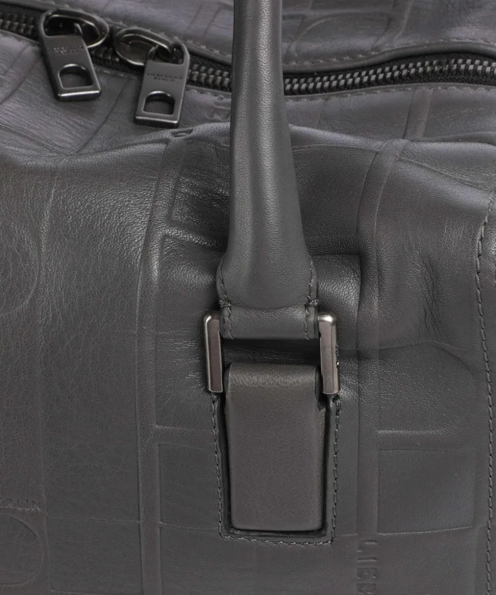 Kayla Monogram Sheep Natural M Handtasche geprägtes Rindsleder dunkelgrau