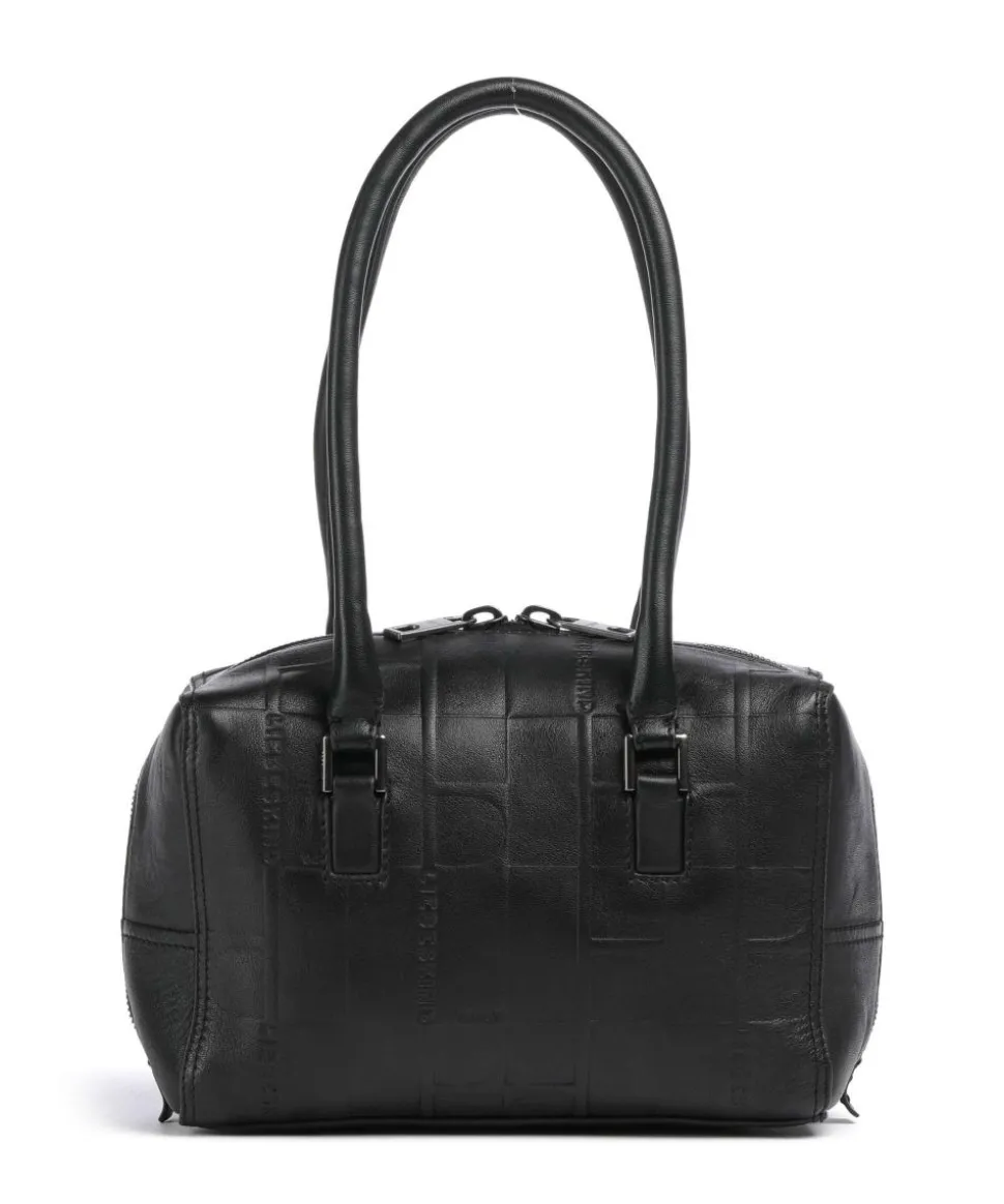 Kayla Monogram Sheep Natural S Schultertasche geprägtes Rindsleder schwarz