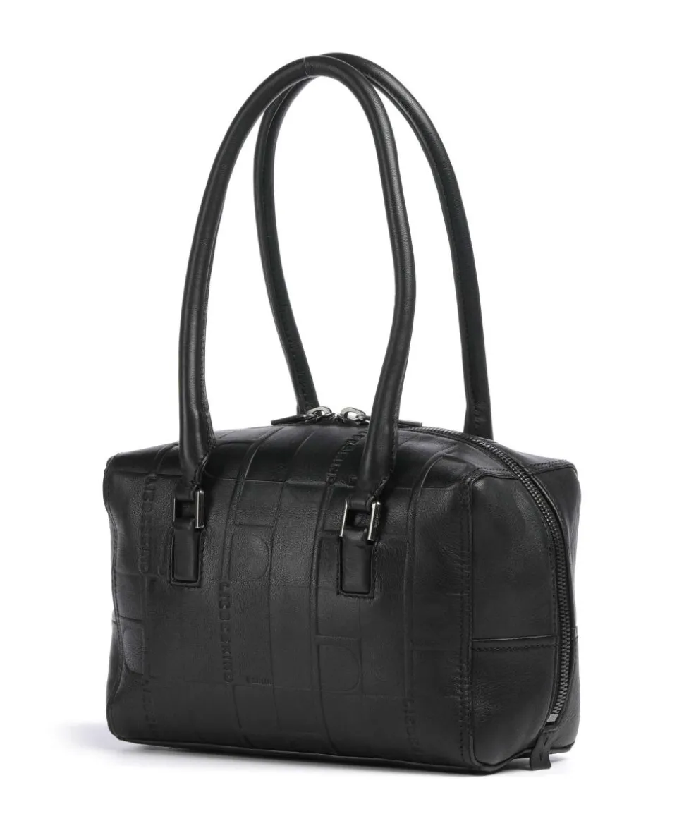 Kayla Monogram Sheep Natural S Schultertasche geprägtes Rindsleder schwarz