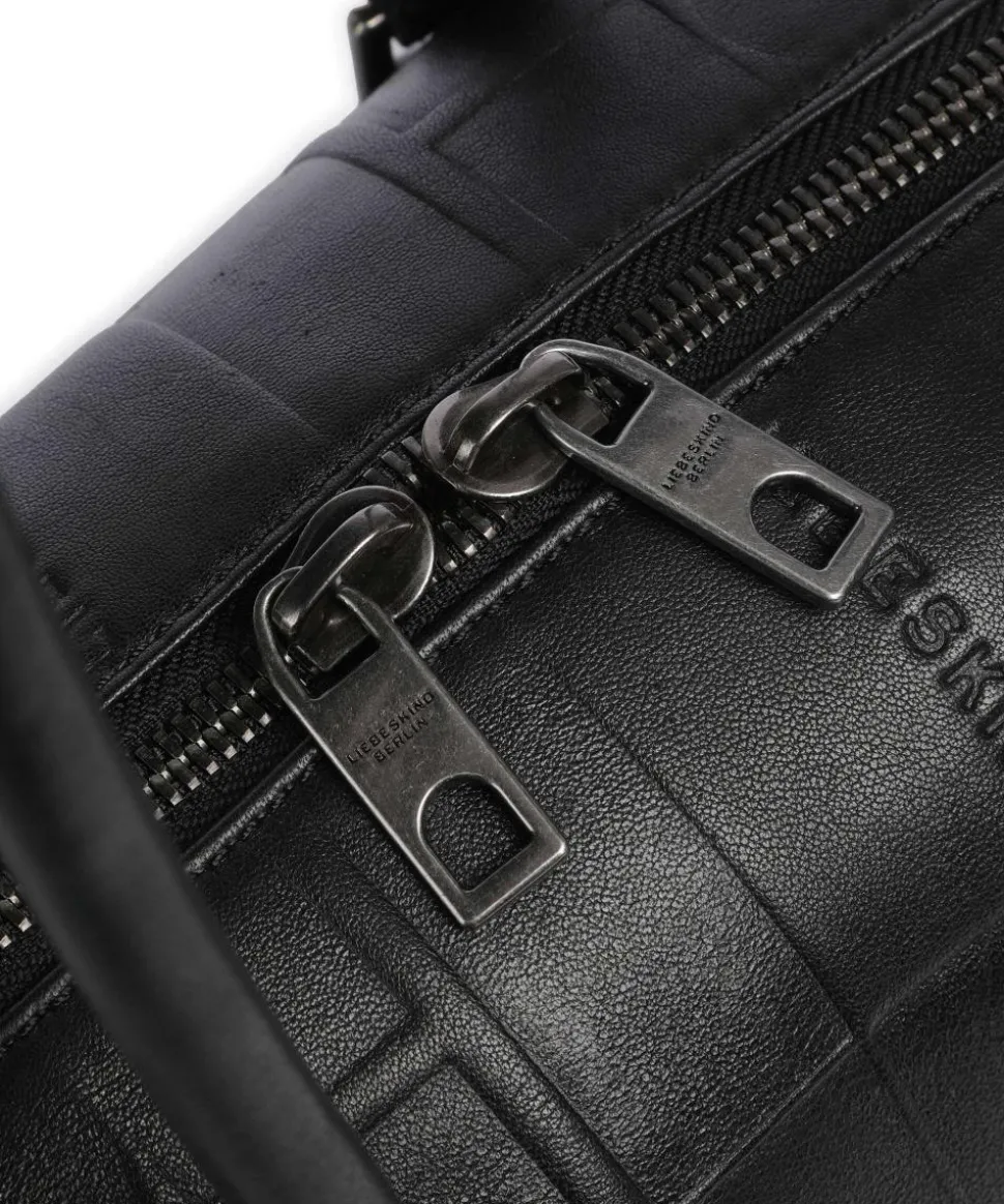 Kayla Monogram Sheep Natural S Schultertasche geprägtes Rindsleder schwarz