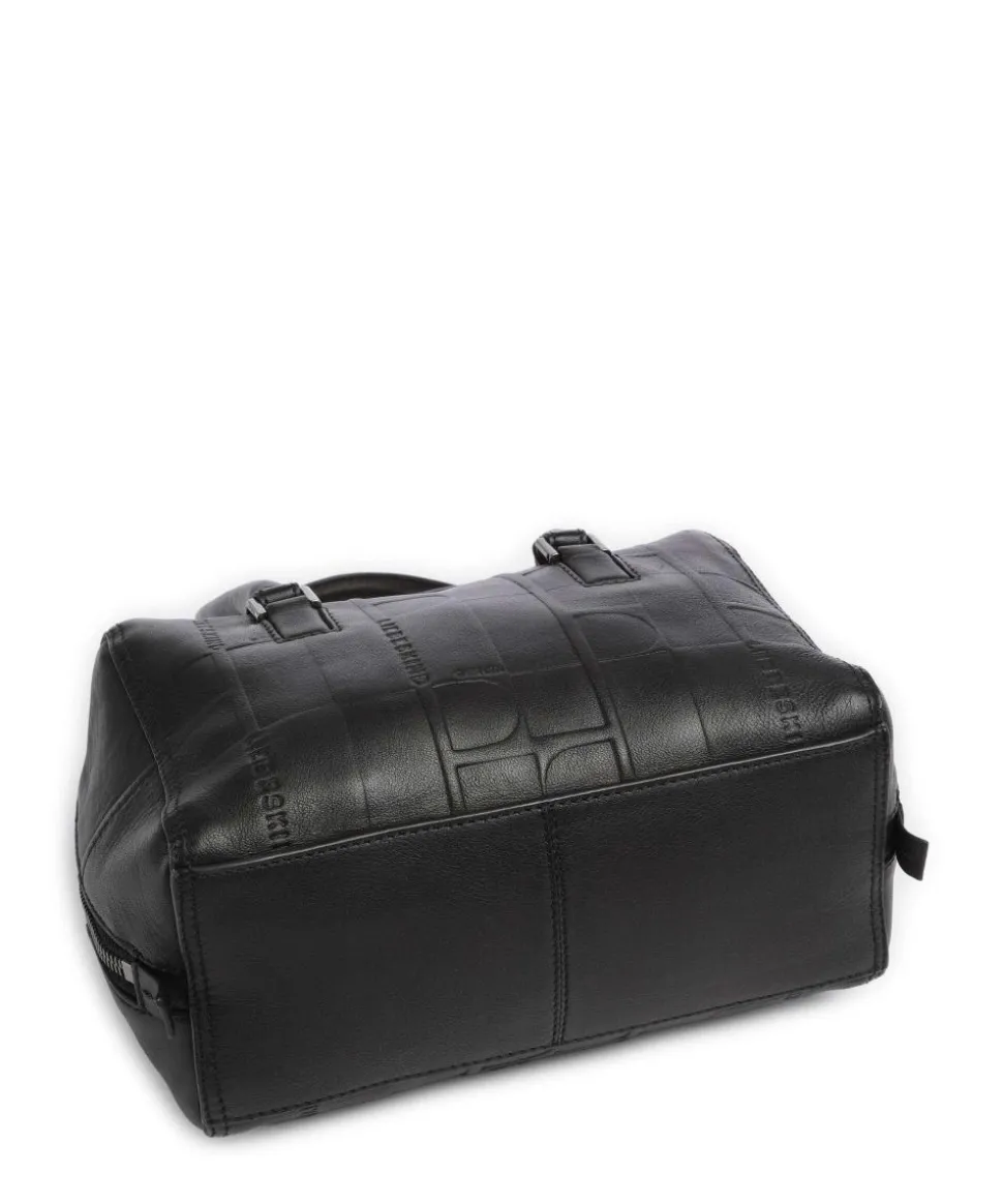 Kayla Monogram Sheep Natural S Schultertasche geprägtes Rindsleder schwarz