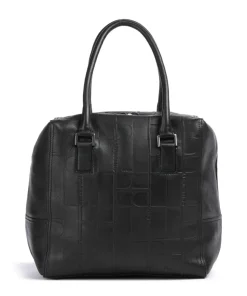 Kayla Monogram Sheep Natural M Handtasche geprägtes Rindsleder schwarz