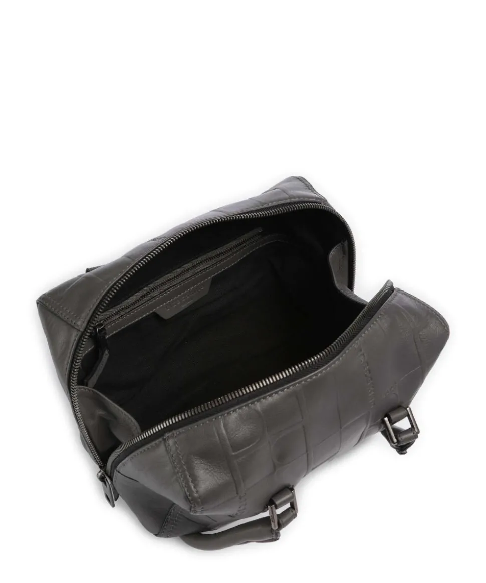 Kayla Monogram Sheep Natural S Schultertasche geprägtes Rindsleder dunkelgrau