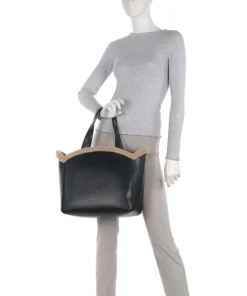 K/Circle Shopper Kunstfell, Leder schwarz