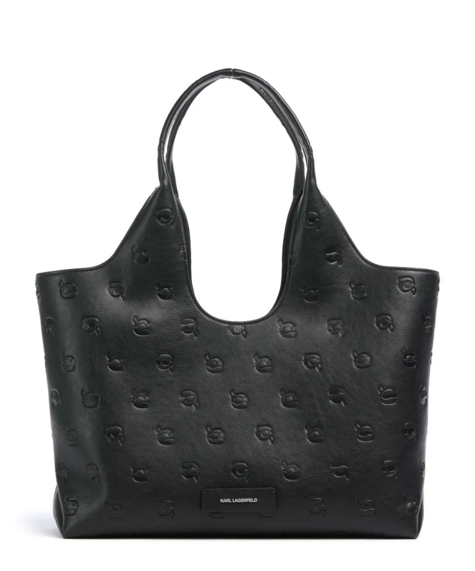 K/Ikon Monogram Medium Shopper Lederimitat schwarz