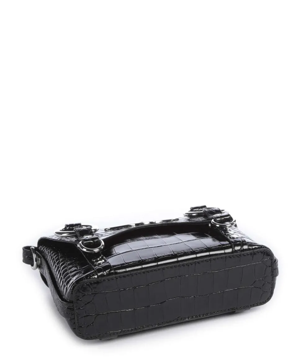 Kim Embossed Croc Umhängetasche geprägtes Kalbsleder schwarz