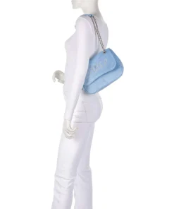 Kimberly Schultertasche Samtgewebe hellblau