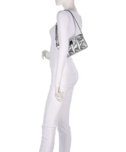 K/Kuilt Small Schultertasche Lederimitat silber