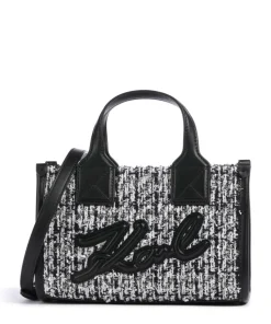 K/Skuare Small Handtasche Lederimitat, Baumwolle weiß/schwarz