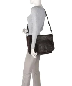 Kuriertasche fein genarbtes Rindsleder, Baumwolle dunkelbraun