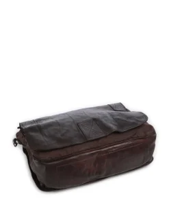 Kuriertasche fein genarbtes Rindsleder, Baumwolle dunkelbraun