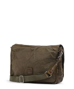 Kuriertasche fein genarbtes Rindsleder, Baumwolle khaki