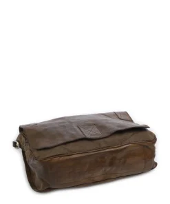 Kuriertasche fein genarbtes Rindsleder, Baumwolle khaki