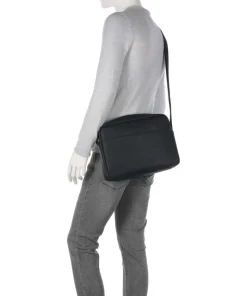 Kuriertasche Lederimitat schwarz