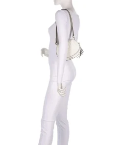 K/Wellen Schultertasche Lederimitat creme