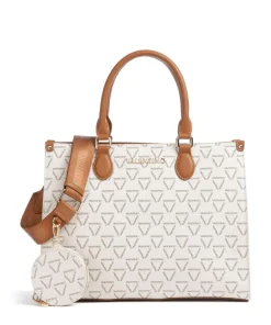 Lady Re Handtasche Lederimitat weiß/braun