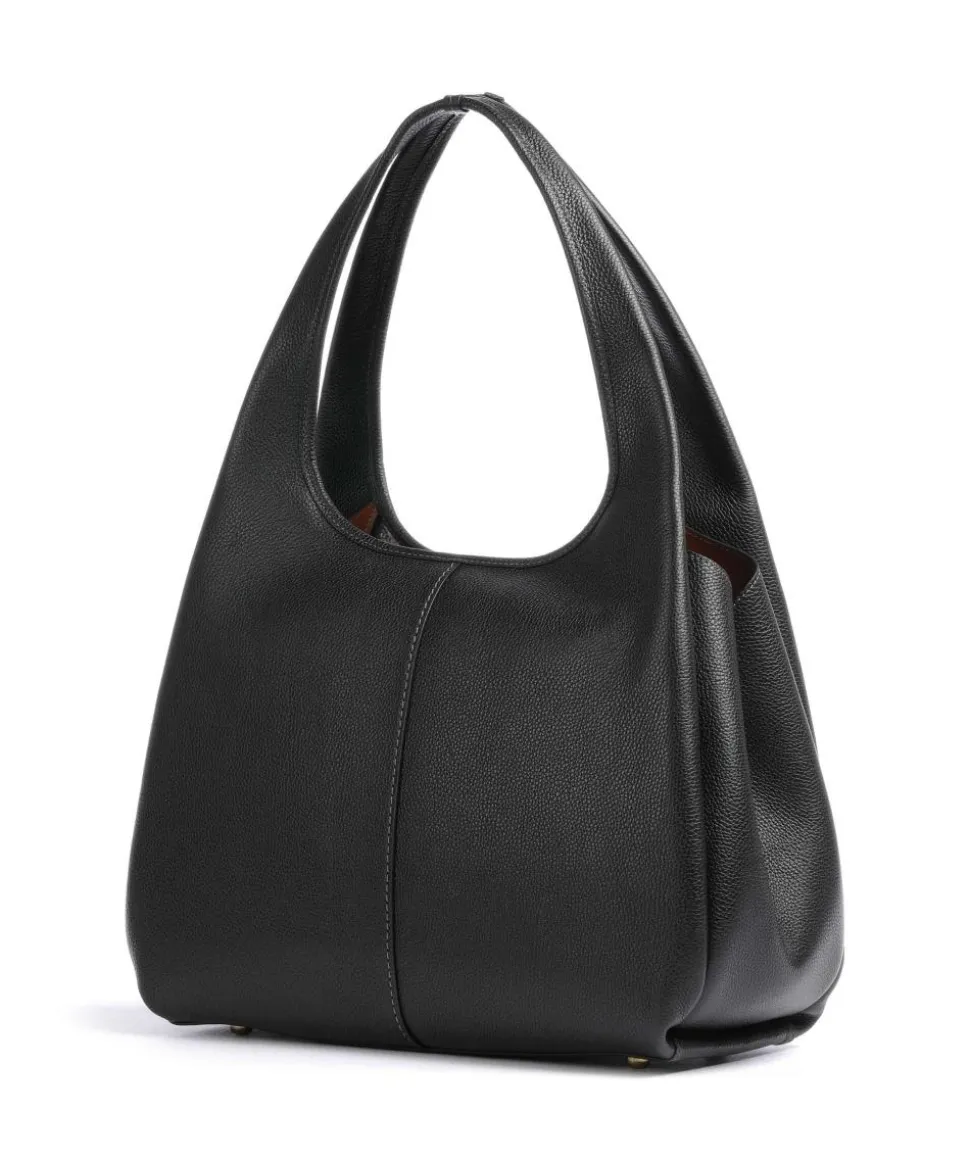 Lana Beuteltasche genarbtes Leder schwarz