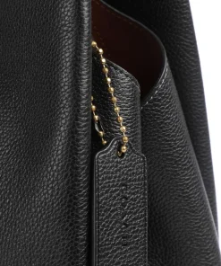 Lana Beuteltasche genarbtes Leder schwarz