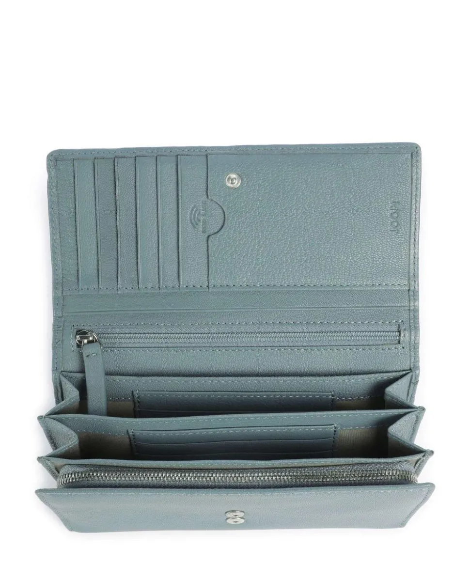 Lantea Europa RFID Geldbörse genarbtes Ziegenleder petrol