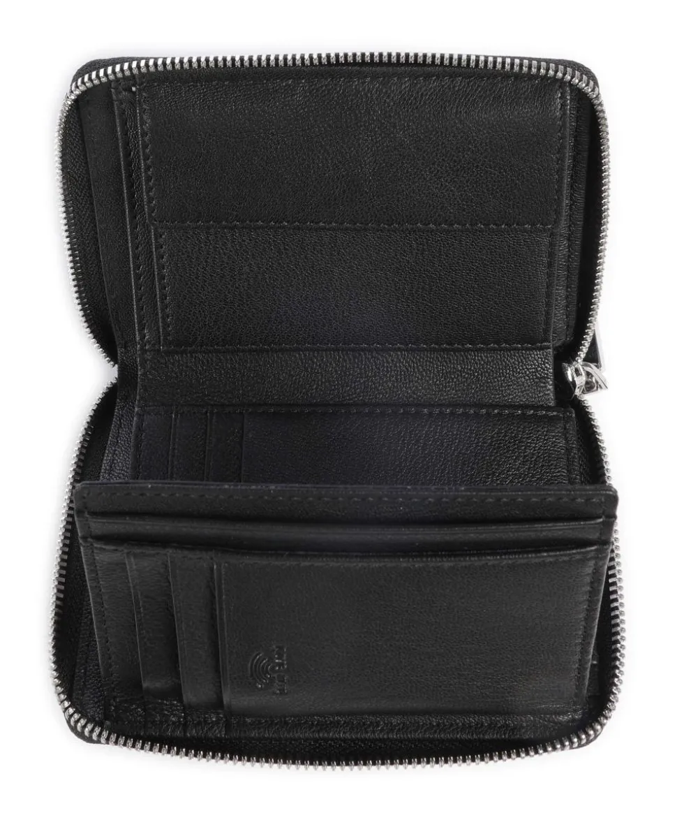 Lantea Nisa Geldbörse genarbtes Ziegenleder schwarz