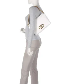 Lapuffy Schultertasche Lederimitat weiß