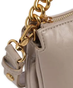 Lapuffy Schultertasche Lederimitat beige