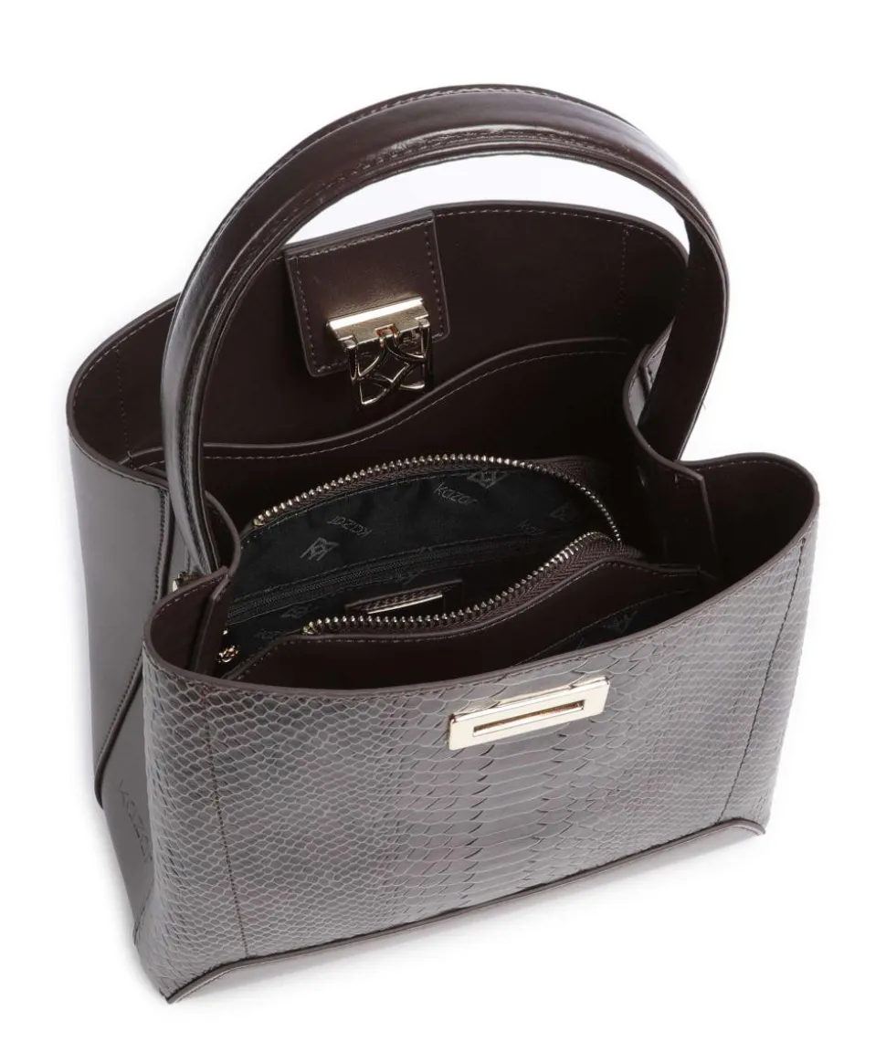 Laurie Handtasche geprägtes Rindsleder dunkelbraun