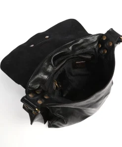 Lavata Schultertasche genarbtes Rindsleder schwarz