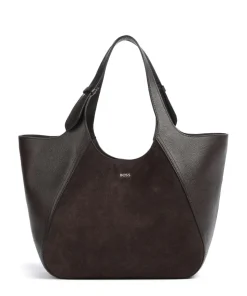 Lenah Big Shopper genarbtes Rindsleder, aufgerautes Rindsleder dunkelbraun